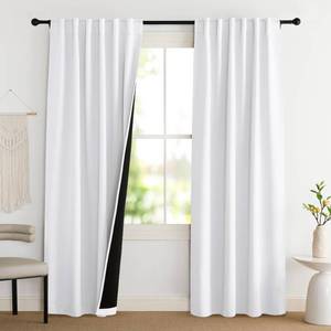 lot 1939 image: NICETOWN 100% Blackout Window Curtain Panels, Cold and Full Light Blocking Drapes with Black Liner for Nursery, 84 Inches Drop Thermal Insulated Draperies (Pure White, 2 Pieces, 52 inches Wide)