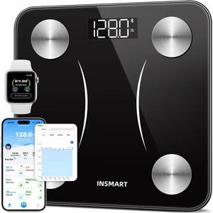 lot 1940 image: INSMART Body Fat Scale, Smart Scale for Body Weight 0.1lb High Accuracy, Digital Bathroom Weight Scale for BMI, Body Fat, Muscle 17 Body Composition Analyzer Sync with App, LED Display, 400lb, Black