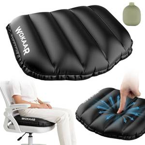 lot 1942 image: Inflatable Airplane Seat Cushion with Memory Foam  3D Scalloped Air Baffles  Sit-to-Adjust Firmness  2-in-1 Seat Pad & Lumbar Support, Tailbone Relief  30s Inflate & 1s Deflate  Travel & Office