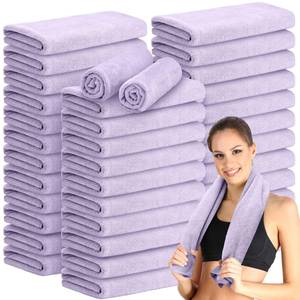 lot 1945 image: SmoothNovelty 36 Pcs Microfiber Gym Towel 16 x 28 in Bleach Proof Towels Absorbent Soft Sweat Towels Quick Dry Lightweight Towel for Hand Salon Bath Spa Hotel Pool Home Hair Care (Light Purple)