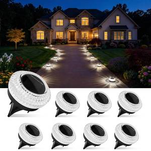 lot 1947 image: Gahomlumy Solar Ground Lights Outdoor, 8 Pack Solar Powered Pathway Lights IP67 Waterproof Anti Glare Diamond Solar Garden Lights Landscape Lighting for Patio Yard Deck Walkway, Cold White
