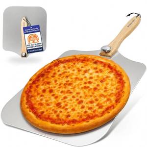 lot 1954 image: Pizza Peel 16 Inch - Extra Large Metal Pizza Paddle 13x16 with Foldable Wooden Handle for Outdoor Pizza Oven - Large Aluminum Pizza Spatula Paddle for Homemade Pizza - Pizza Shovel for Easy Storage