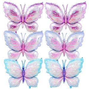 lot 2209 image: 6 Pieces 39 Inches Butterfly Balloons - Large Gradient Butterflies Foil Mylar Balloons for Birthdays, Garden, Spring Decorations, Butterfly-Themed Events, Baby Shower, and Wedding Party Supplies