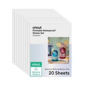 lot 2219 image: Cricut Waterproof Clear Sticker Paper (20 Transparent Sheets, 8.5x11), Printable Stickers For Inkjet Printers - Works with Joy Xtra, Explore, & Maker Machines