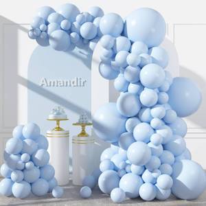 lot 2223 image: Amandir 153pcs Light Blue Balloons Arch Garland Kit Different Sizes 18 12 10 5 Inch Pastel Baby Blue Latex Balloon for Boys Birthday Baby Shower Wedding Anniversary Gender Reveal Party Decorations