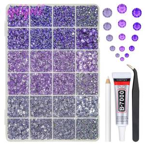 lot 2229 image: qiipii 2mm-6mm 3 Color Purple Series Crystal Resin Rhinestones w B7000 Jewelry Glue for Bedazzling Crafting Flatback Stones Gems Diamonds for Nails Face Eyes Makeup Tumblers Bottles DIY Crafts Clothes