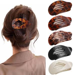 lot 2230 image: 5 Pack Flat Hair Clips for Women, Large French Duckbill Flat Claw Clips for Thick Thin Hair,Tortoise Strong Hold Jaw Clips No Crease Hair Styling Accessories