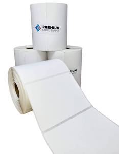 lot 2233 image: Premium Label Supply 4 x 3 Direct Thermal Labels - 2000 Labels (4 Rolls of 500) - Top Coated - White - USA Made