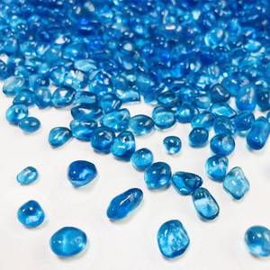 lot 2237 image: Siencooray Blue Glass Stones, 0.85LB385g Aquarium Gravel Rocks, Blue Pebbles for Fish Tank, Sea Glass for Vase Filler Craft