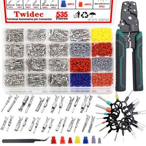 lot 2248 image: Twidec535Pcs Car Electrical Wire Terminal Pins Connector Kit 11.51.82.22.83.5mm 26Type Male&Female Connectors Pin Terminal Auto Non-Insulated Plug Removal Crimp Pins With Wire Crimper Tool