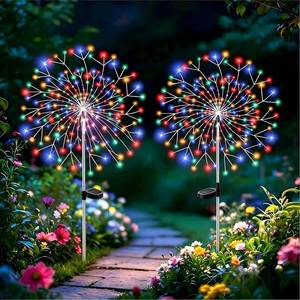 lot 2253 image: SpaseMaxxx 210 LED Solar Firework Lights, 8 Modes Solar Garden Lights Outdoor Waterproof Decorative, Multicolor Fairy Light for Yard, Patio, Pathway Walkway Party Wedding Christmas Decor