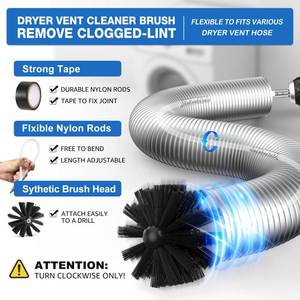 lot 2254 image: PetOde 32-Feet Dryer Vent Cleaner Kit, Dryer Vent Cleaning Kit Lint Remover with Dryer Vent Brush, Vacuum Hose Attachment Cleaning Tools, Flexible Lint Trap Brush, Vacuum & Dryer Adapters