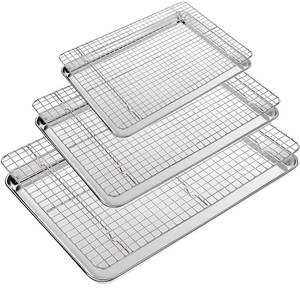 lot 2271 image: CEKEE Baking Sheet with Wire Rack Set of 6 (3 Cookie Sheets for baking  3 Cooking Racks), Stainless Steel Stainless Steel Baking Pans Set with Cooling Rack - Heavy Duty & Dishwasher Safe