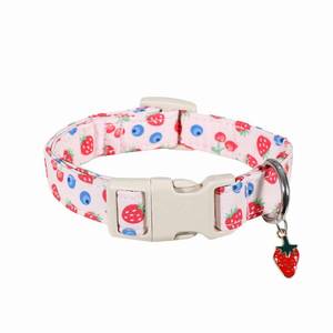 lot 2287 image: Britwicfr Girl Dog Collar, Cute Dog Collar for Medium Dogs with Cute Strawberry, Cherry and Blueberry Print, Pink Collar for Dogs with Quick-Release Buckle and Robust D Ring, M