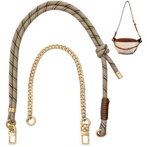 lot 2288 image: DAOSUN Paracord Rope Purse Straps Replacement Crossbody for Handbags,Adjustable Braided Bag Shoulder Strap with Gold Charm Chain Hand Woven Cross Body Purse Strap for Men & Women (Khaki)