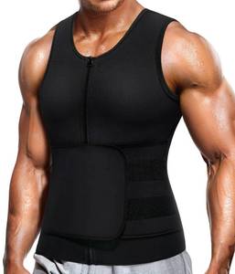 lot 2297 image: Wonderience Neoprene Sauna Suit for Men Waist Trainer Vest Zipper Body Shaper with Adjustable Belt Tank Top (Black, X-Large)