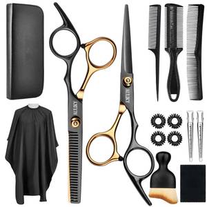 lot 2307 image: Hair Cutting Scissors Shears Kits, 15 Pcs Professional Stainless Steel Hairdressing Shears Set Thinning Scissors for BarberSalonHomeMenWomenKidsAdults