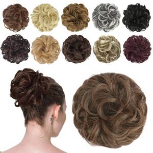 lot 2321 image: FESHFEN Messy Bun Hair Piece - Wavy Synthetic Chignon Scrunchies for Instant Volume, Elastic Ponytail Bun Hair Extensions Thick Hairpieces for Women, Golden Brown 1.50 oz