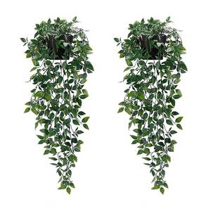 lot 2332 image: Artificial Hanging Plants, 2pcs artificial plants indoors in pots, Greenery Fake Plants Decor, Small Artificial Plants in Pots, Fake Potted Plants, Faux Plants for Wall Home Room Office Decor