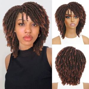 lot 2333 image: HANNE Dreadlock Wig Short Twist Wigs for Black Women and Men Afro Curly Synthetic Wig (350 Color)