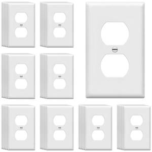 lot 2335 image: ENERLITES Duplex Receptacle Outlet Wall Plate, Gloss Finish, Size 1-Gang 4.50 x 2.76, Unbreakable Polycarbonate Thermoplastic, UL Listed, 8821-W-40PCS, White (40 Pack)
