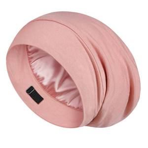 lot 2349 image: LULUSILK Mulberry Silk Bonnet for Sleeping Women, No More Frizzy Tangled Hair, Stay On All Night Silk Hair Wrap for Sleeping with Adjustable Strap, Silk Sleep Cap for Women and Men, Pink, Pack of 1
