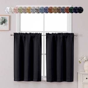 lot 2354 image: Chyhomenyc Short Black Out Curtains 36 Inch Length, Small Blackout Curtain Tier Thermal Insulated Half Window Curtains for Kitchen Basement Cabinet Camper RV Bunk, 2 PCS, Each 30 Wx36 L, Black