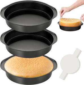 lot 3576 image: AltarreT 9 Inch Round Cake Pan with Handle, 3PCS Nonstick Cake Pans with 100 PCS Parchment Paper