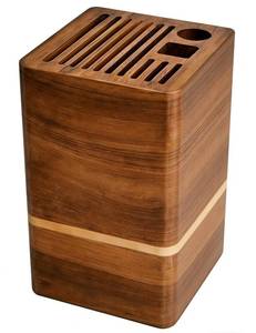 lot 3578 image: Acacia Wood Universal Knife Block, Countertop Knife Holder Organizer with Scissors & Sharpening Rod Slots, Space Saving Storage without Knives