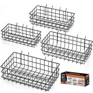 lot 3582 image: HORUSDY Peg Board Bins and Baskets  4 Pack  Square Style 4 Size Pegboard Baskets and Pegboard Bins for Organize Workbenches, Accessories
