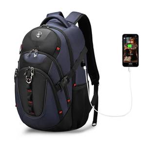 lot 3586 image: Swissdigital Design Laptop Backpack with USB Charging Port, Travel Backpack Fits 15.6 inches Computer, 31L College School Backpack for Men, BlueBlack  SD803-12