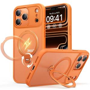lot 4182 image: Peerock for iPhone 17 Pro Max Case with 360° Spin Magnetic Stand, Camera Control Button, Fit for MagSafe, Military Drop Protective Slim Phone Cover for 17 ProMax with Ring Kickstand, 6.9, Orange