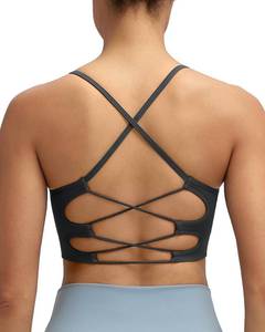lot 4190 image: RUNNING GIRL Sports Bras for Women,Sexy Crisscross Back Seamless Padded Sports Bra Medium Support with Removable Pads(2935Grey_L) Grey