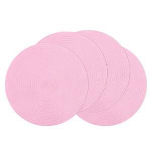 lot 4199 image: SHACOS Round Braided Placemats Set of 4 Washable 15 inch Round Table Mats for Dining Table Place Mats Home Wedding Party Decor (Pink, 4)