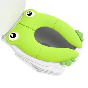 lot 4205 image: Portable Folding Large Non Slip Silionce Pads Potty Training Seat for Kids Boys & Girls, Foldable Toddlers Toilet Seat, Recyclable Potty Seat Cover for Travel (Green)