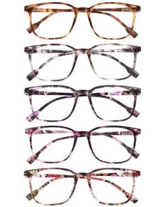 lot 4208 image: JOLISU 5-Pack Ultra-Light Slim Frames Blue Light Glasses - Classic Style, Spring Hinges, Sturdy and Durable Cheaters, Blue Light Protection Reading Glasses(3.75)