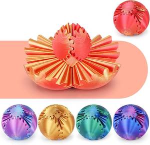 lot 4214 image: Gear Ball 3D Printed Spin Ball or Cube Fidget Toy,Gear Sphere Fidget Toy,for Stress and Anxiety Relief, Stress Ball GearSphere Desk Toy for Kids (Red Gold)