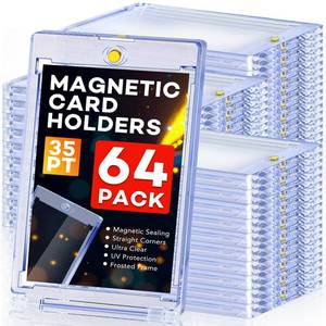 lot 4219 image: ZENOWICK 64ct Magnetic Card Holders, 35pt One Touch Card Holder, U-V Protection Hard Plastic Case for Trading Cards, Display Case for Sports, Baseball, Football, Game Cards