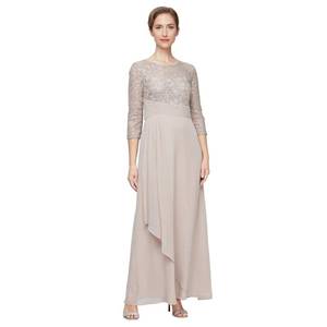 lot 4225 image: Alex Evenings Womens Long Mother of the Bride Dress with Empire Waist & Lace Bodice, Formal Event (Petite and Regular Sizes), Buff, 8P