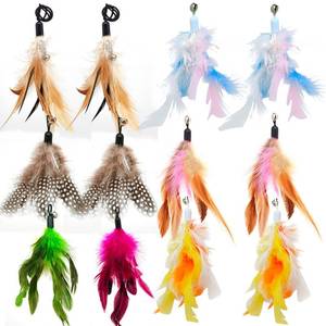 lot 4235 image: 12 Pack Cat Wand Feather Toy Refills with Bells , Natural Feather Replacement for Interactive Teaser Toys, Colorful Wand Attachments, Durable and Safe Cat Toy Accessories for Exercise and Play