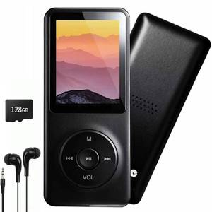 lot 4274 image: 128GB MP3 Player with Bluetooth - Portable Music Player for Kids - with Built-in HD Speaker, Voice Recorder, HiFi Sound, E-Book (Included Earphones)