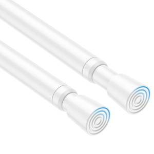 lot 4283 image: QINGYUN 2 Complete Spring Tension Curtain Rods (6 Sections Total) - 33 to 59 Inches, Adjustable Curtain Rods No Drilling Spring Loaded Curtain Rods for Windows Doors, White