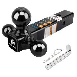lot 5602 image: METOWARE Trailer Hitch Tri Ball Mount with 58 Hitch Pin, 1-78 Inch, 2 Inch and 2-516 Inch Tri Ball Hitch Fit 2 Inch Receiver, Hollow Shank Tow Hitch, Black