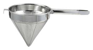 lot 5621 image: Winco China Cap Strainer, 8-Inch Diameter, Fine Mesh, Medium, Stainless Steel