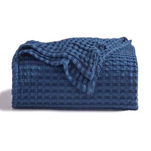 lot 5630 image: Bedsure Cooling Cotton Waffle Twin XL Blanket - Lightweight Breathable Blanket of Rayon Derived from Bamboo for Hot Sleepers, Luxury Throws for Bed, Couch and Sofa, Navy, 66x90 Inches