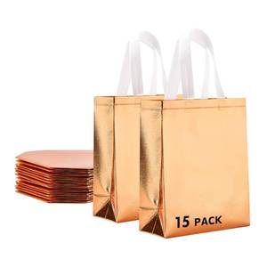 lot 5631 image: RACETOP 15 Pcs Rose Gold Reusable Gift Bags Bulk, 8x4x10 Inch Elegant Non-woven Sparkle Gift Bags for Birthday, Wedding, Party Favors, Fashion Accessories Packaging