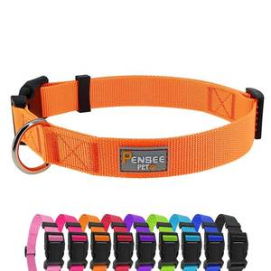 lot 6259 image: PENSEEPET Dog Collar Orange Basic Adjustable Dog Collars with Breathable Quick Release Nylon Pet Collar for Puppy Small Medium Large Dogs Boy