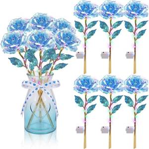 lot 6264 image: Lyrow 6 Pcs Galaxy Rose LED Light up Rose Flower Gifts Crystal Artificial Rainbow Flower for Mom Her Lover Girlfriend Mothers Day Wedding Birthday Gift, 9.84 Inches (Red)