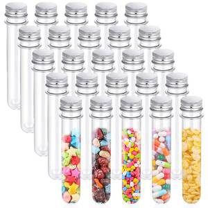 lot 6265 image: A25PCS Test Tubes,40ml Clear Plastic Test Tubes with Screw Caps,25x140mm Tube for Sample,Science Party,Gumball,Candy,Bath Salts