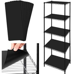 lot 6279 image: Sliner 8 Pack 11.8 x 16.6 Inch Wire Shelf Liner Black Plastic Waterproof Liners for Organizing Metal Rack Shelves, Kitchen Cabinets, Cupboard, Pantry